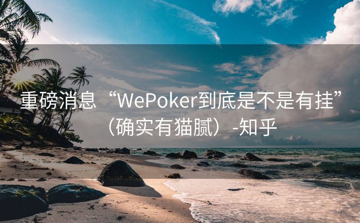 重磅消息“WePoker到底是不是有挂”（确实有猫腻）-知乎