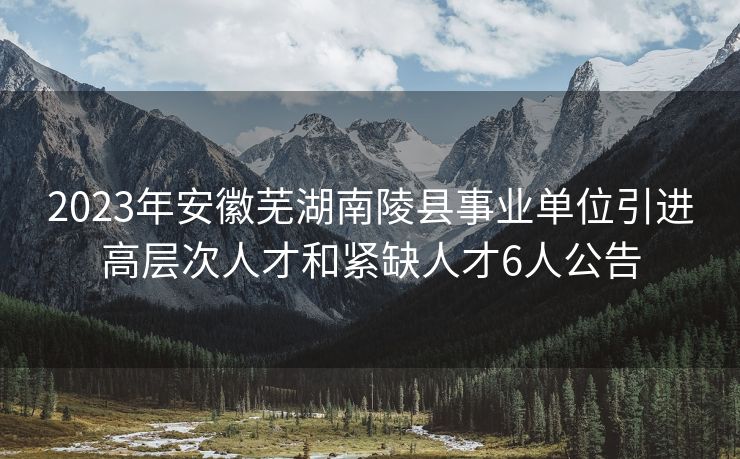 2023年安徽芜湖南陵县事业单位引进高层次人才和紧缺人才6人公告