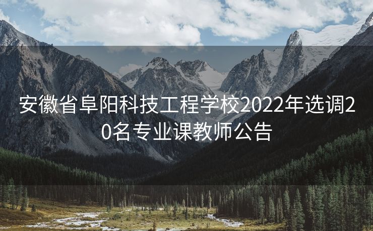 安徽省阜阳科技工程学校2022年选调20名专业课教师公告