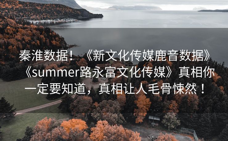 秦淮数据！《新文化传媒鹿音数据》《summer路永富文化传媒》真相你一定要知道，真相让人毛骨悚然 ！