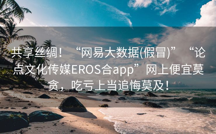 共享丝绸！“网易大数据(假冒)”“论点文化传媒EROS合app”网上便宜莫贪，吃亏上当追悔莫及！