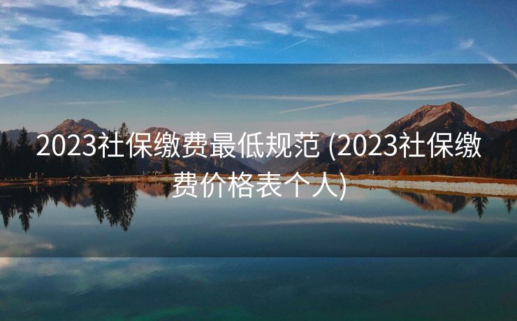 2023社保缴费最低规范 (2023社保缴费价格表个人)