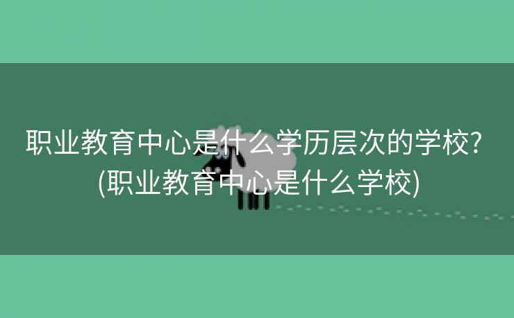 职业教育中心是什么学历层次的学校? (职业教育中心是什么学校)