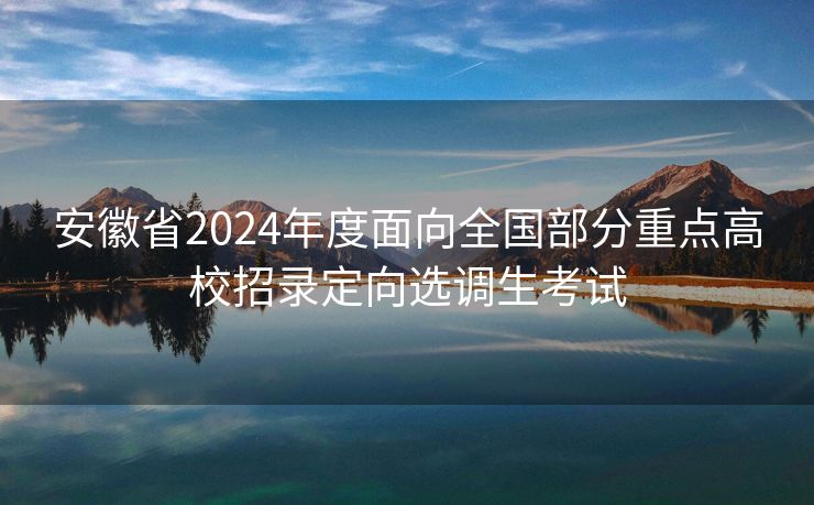 安徽省2024年度面向全国部分重点高校招录定向选调生考试