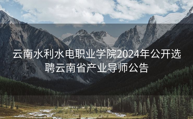 云南水利水电职业学院2024年公开选聘云南省产业导师公告