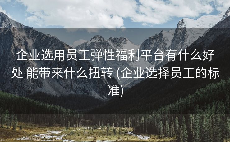 企业选用员工弹性福利平台有什么好处 能带来什么扭转 (企业选择员工的标准)