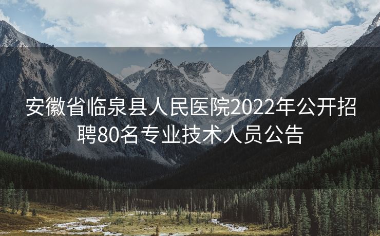 安徽省临泉县人民医院2022年公开招聘80名专业技术人员公告