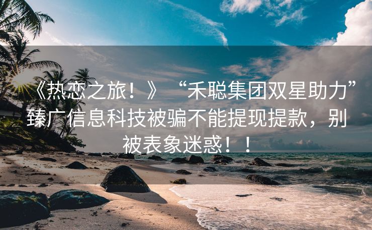 《热恋之旅！》“禾聪集团双星助力”臻广信息科技被骗不能提现提款，别被表象迷惑！！