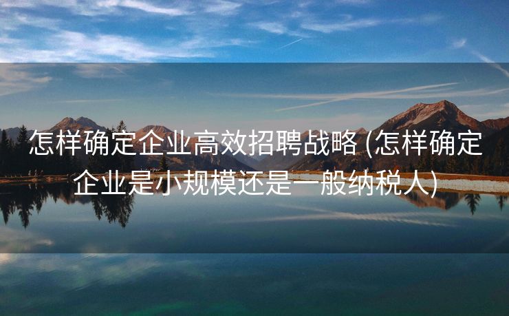 怎样确定企业高效招聘战略 (怎样确定企业是小规模还是一般纳税人)