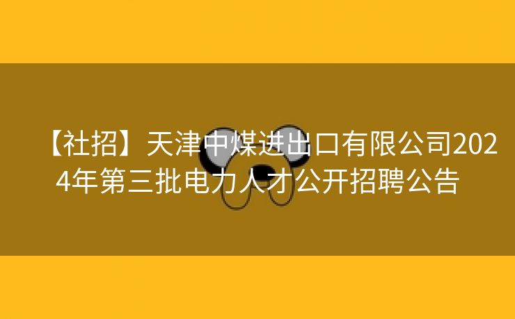 【社招】天津中煤进出口有限公司2024年第三批电力人才公开招聘公告