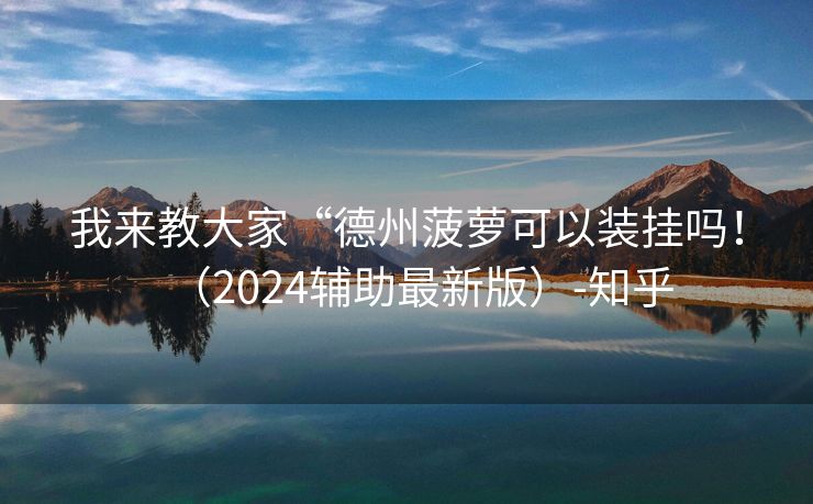 我来教大家“德州菠萝可以装挂吗！（2024辅助最新版）-知乎