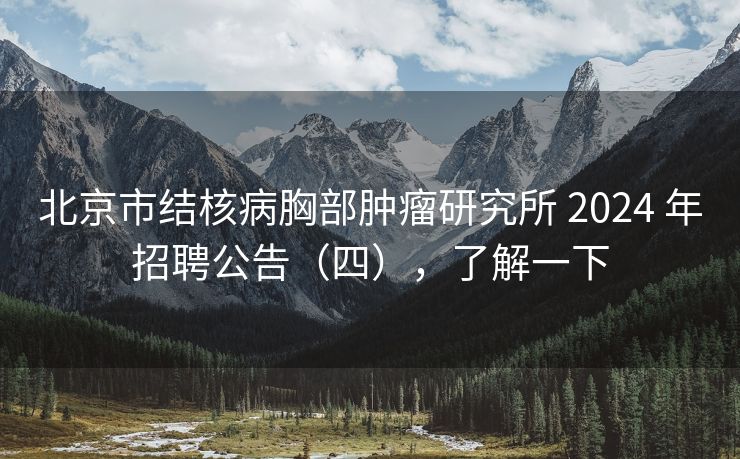 北京市结核病胸部肿瘤研究所 2024 年招聘公告（四），了解一下