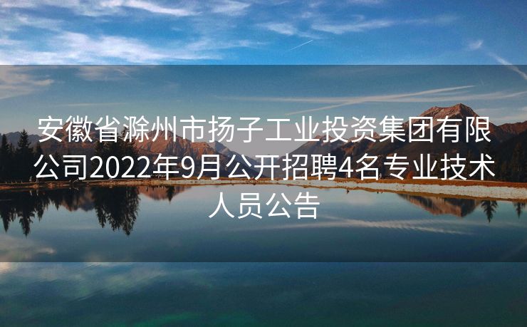 安徽省滁州市扬子工业投资集团有限公司2022年9月公开招聘4名专业技术人员公告