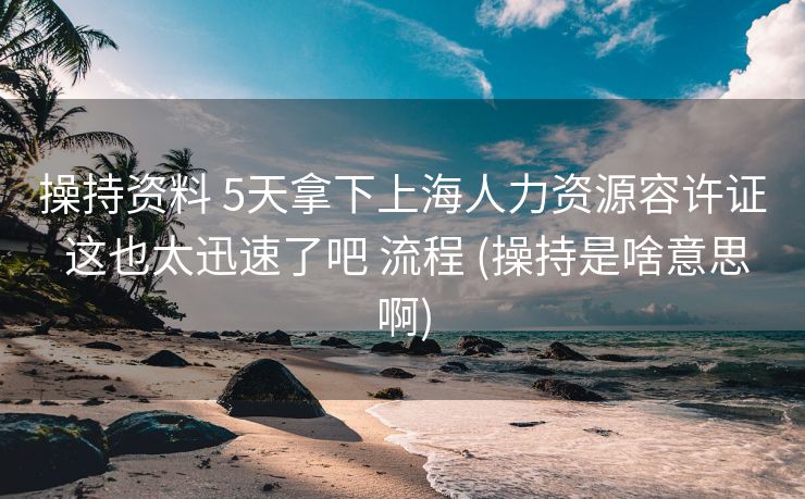 操持资料 5天拿下上海人力资源容许证 这也太迅速了吧 流程 (操持是啥意思啊)