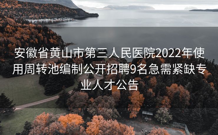 安徽省黄山市第三人民医院2022年使用周转池编制公开招聘9名急需紧缺专业人才公告