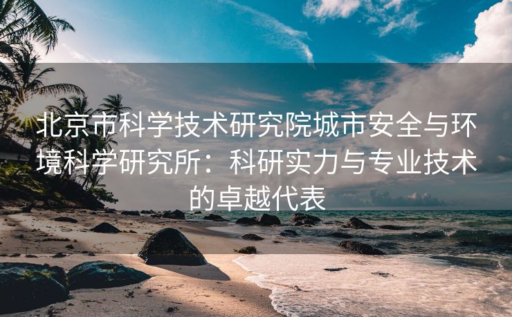 北京市科学技术研究院城市安全与环境科学研究所：科研实力与专业技术的卓越代表