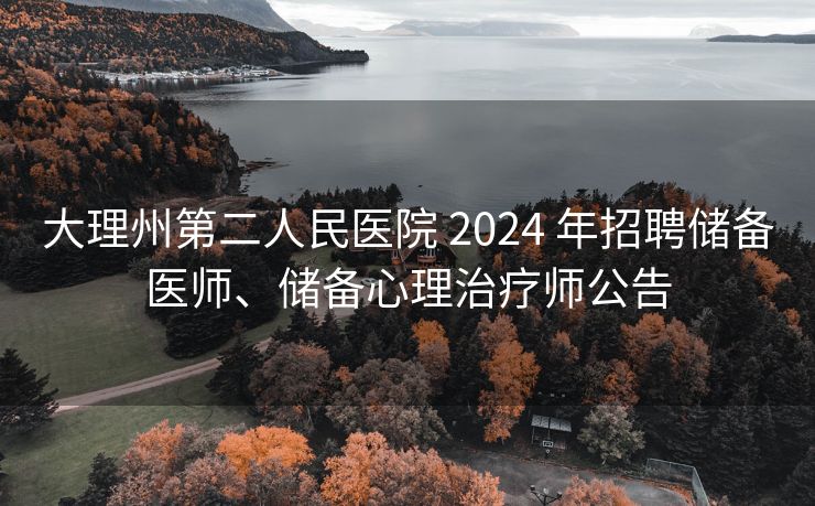 大理州第二人民医院 2024 年招聘储备医师、储备心理治疗师公告