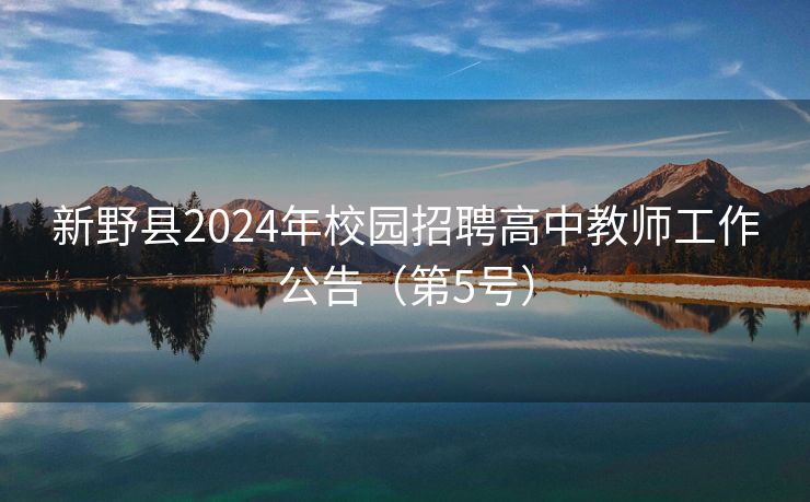 新野县2024年校园招聘高中教师工作公告（第5号）