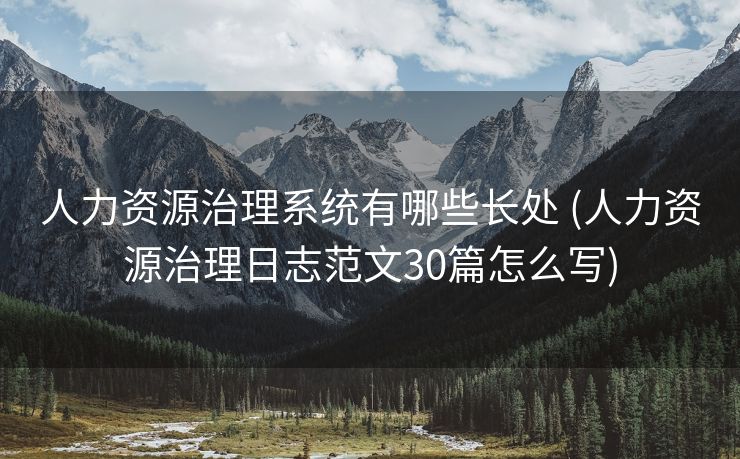 人力资源治理系统有哪些长处 (人力资源治理日志范文30篇怎么写)