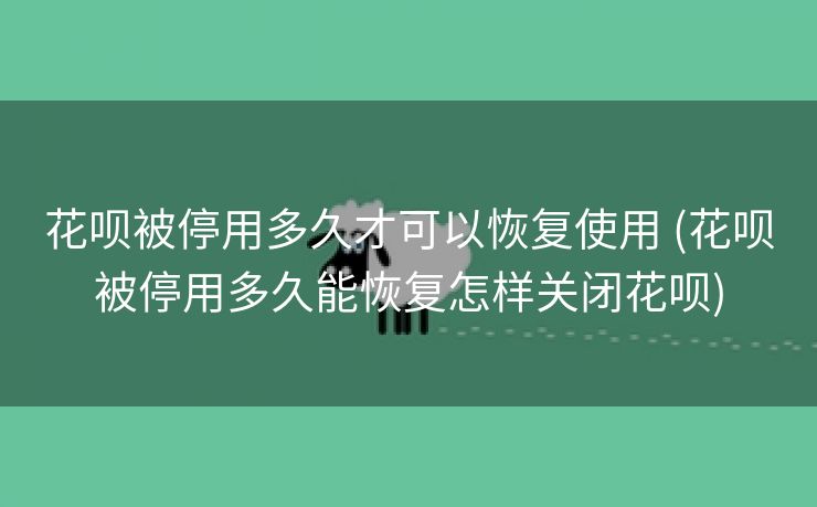 花呗被停用多久才可以恢复使用 (花呗被停用多久能恢复怎样关闭花呗)