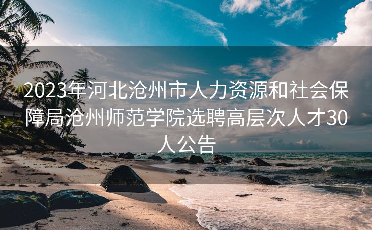 2023年河北沧州市人力资源和社会保障局沧州师范学院选聘高层次人才30人公告