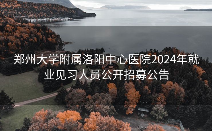 郑州大学附属洛阳中心医院2024年就业见习人员公开招募公告