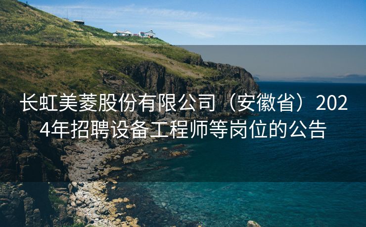 长虹美菱股份有限公司（安徽省）2024年招聘设备工程师等岗位的公告