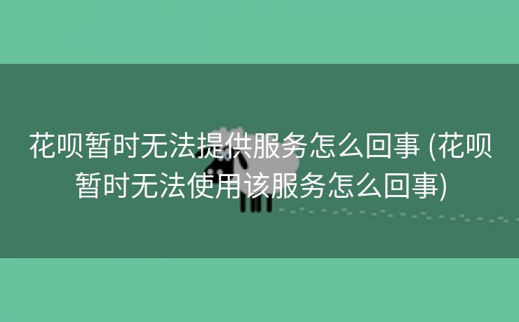 花呗暂时无法提供服务怎么回事 (花呗暂时无法使用该服务怎么回事)