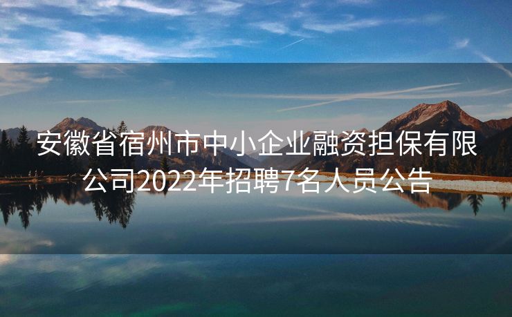 安徽省宿州市中小企业融资担保有限公司2022年招聘7名人员公告