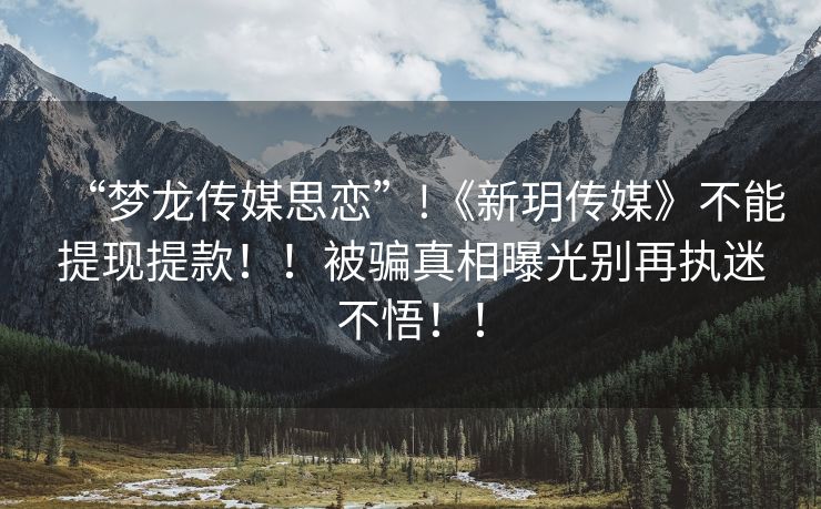 “梦龙传媒思恋”!《新玥传媒》不能提现提款！！被骗真相曝光别再执迷不悟！！