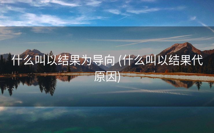 什么叫以结果为导向 (什么叫以结果代原因)