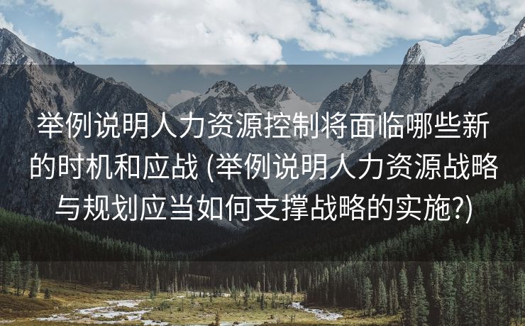 举例说明人力资源控制将面临哪些新的时机和应战 (举例说明人力资源战略与规划应当如何支撑战略的实施?)