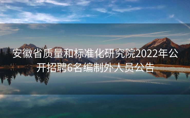 安徽省质量和标准化研究院2022年公开招聘6名编制外人员公告