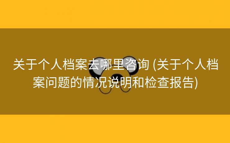 关于个人档案去哪里咨询 (关于个人档案问题的情况说明和检查报告)