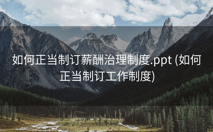 如何正当制订薪酬治理制度.ppt (如何正当制订工作制度)