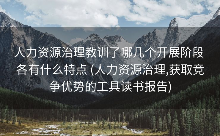 人力资源治理教训了哪几个开展阶段 各有什么特点 (人力资源治理,获取竞争优势的工具读书报告)