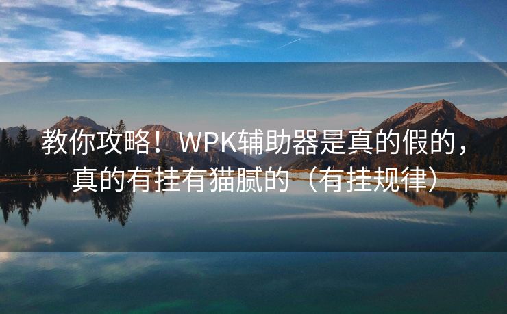 教你攻略！WPK辅助器是真的假的，真的有挂有猫腻的（有挂规律）