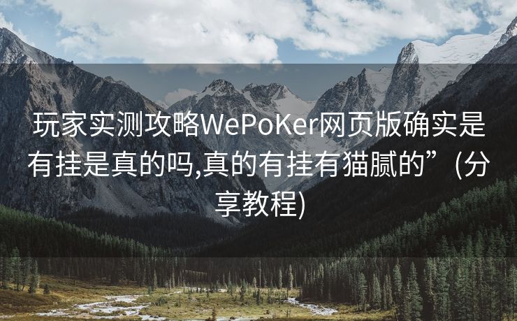 玩家实测攻略WePoKer网页版确实是有挂是真的吗,真的有挂有猫腻的”(分享教程)