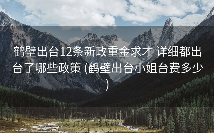 鹤壁出台12条新政重金求才 详细都出台了哪些政策 (鹤壁出台小姐台费多少)