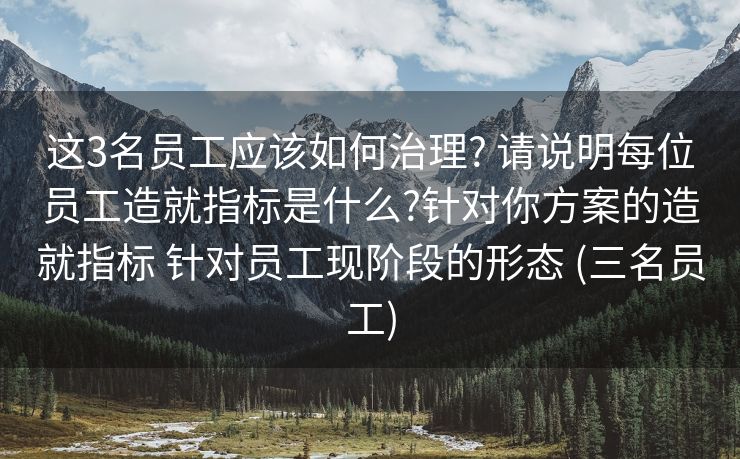 这3名员工应该如何治理? 请说明每位员工造就指标是什么?针对你方案的造就指标 针对员工现阶段的形态 (三名员工)