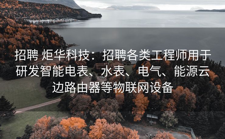 招聘 炬华科技：招聘各类工程师用于研发智能电表、水表、电气、能源云边路由器等物联网设备