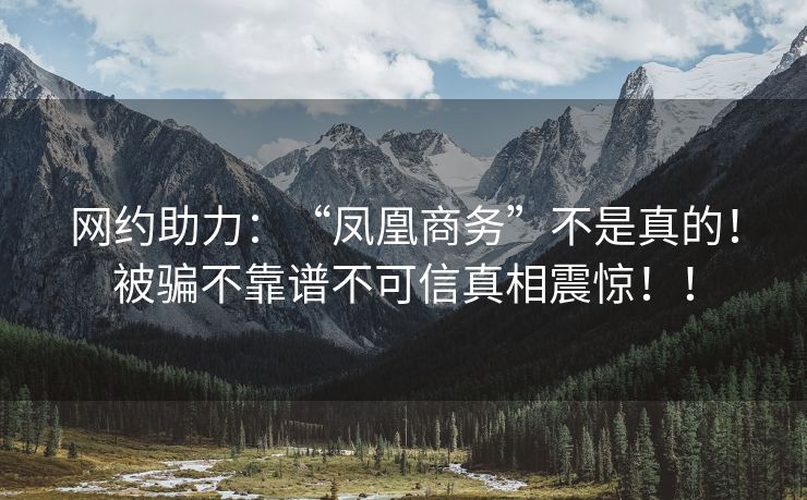 网约助力：“凤凰商务”不是真的！被骗不靠谱不可信真相震惊！！