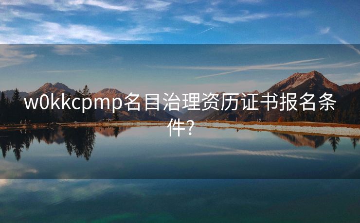 w0kkcpmp名目治理资历证书报名条件?