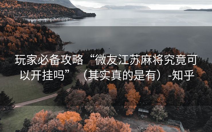 玩家必备攻略“微友江苏麻将究竟可以开挂吗”（其实真的是有）-知乎