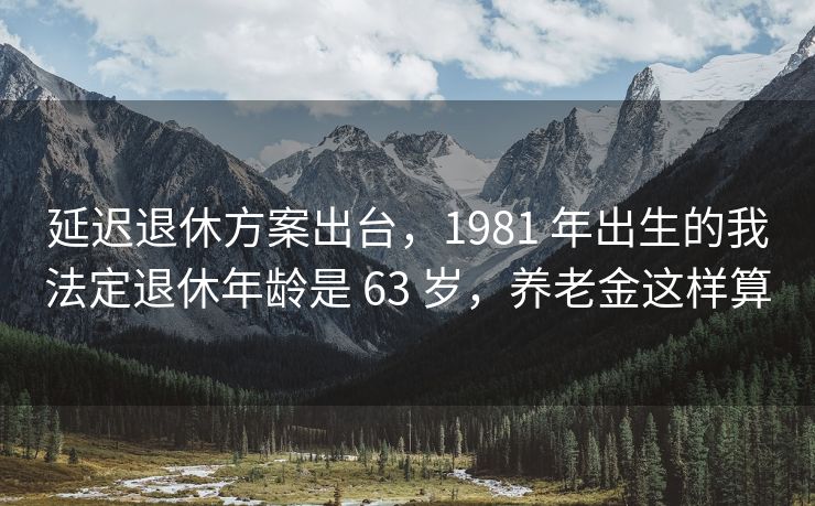 延迟退休方案出台，1981 年出生的我法定退休年龄是 63 岁，养老金这样算