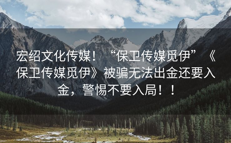 宏绍文化传媒！“保卫传媒觅伊”《保卫传媒觅伊》被骗无法出金还要入金，警惕不要入局！！