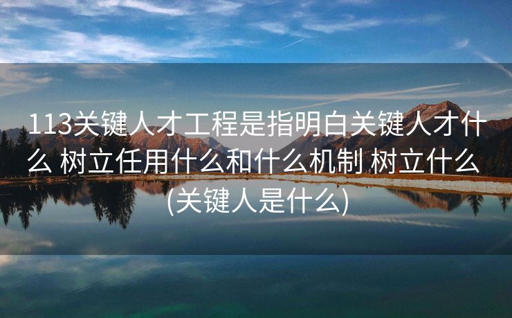 113关键人才工程是指明白关键人才什么 树立任用什么和什么机制 树立什么 (关键人是什么)