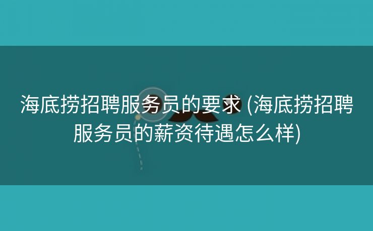 海底捞招聘服务员的要求 (海底捞招聘服务员的薪资待遇怎么样)