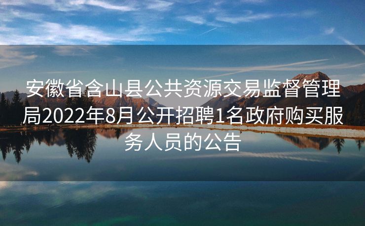 安徽省含山县公共资源交易监督管理局2022年8月公开招聘1名政府购买服务人员的公告