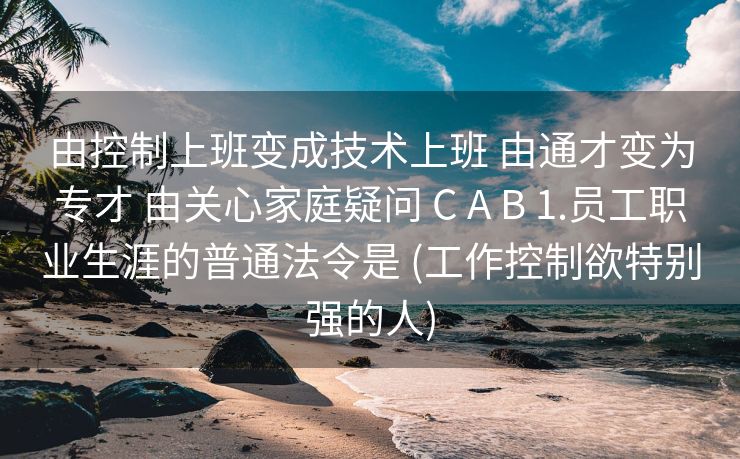 由控制上班变成技术上班 由通才变为专才 由关心家庭疑问 C A B 1.员工职业生涯的普通法令是 (工作控制欲特别强的人)